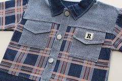 RM231223-39 طقم جينز 3 قطع ( جكيت + بلوز قطنية+ بنطلون)