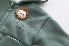 SSX220824-43 طقم ولادي شتوي تقيل مبطن فرو بالكامل قطعتين ( جكيت + بنطلون)