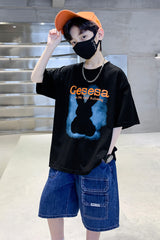 FU14042024-66 طقم ولادي صيفي قعطتين ( بلوز + بنطلون جينز)