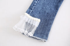 RM0608-21 طقم بناتي 3 قطع ( قميص + فست صوف مورد+ بنطلون جينز )