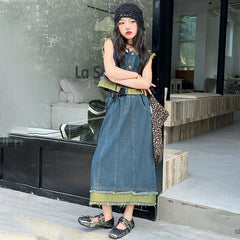 RM150424-29 طقم بناتي جينز صيفي قطعتين ( بلوزة + تنورة )