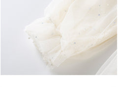 RM1231-04 فستان بناتي اوف وايت مزين باللؤلؤ و والدانتيل المطرز واللميع