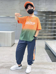 WZS040924-9 طقم ولادي صيفي قطني قطعتين (بلوزة + بنطلون)