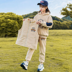 HBC040924-8 طقم بناتي شتوي مبطن فرو بالكامل 3 قطع ( بلوزة + فست + بنطلون)