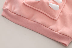 SSX220824-34 طقم بناتي أرنوب شتوي تقيل مبطن فرو بالكامل قطعتين ( بلوزة + بنطلون)