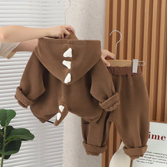 SSX220824-21 طقم ولادي شتوي تقيل مبطن فرو بالكامل 3 قطع ( جكيت + حقيبة + بنطلون)