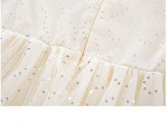 RM1231-03 فستان بناتي مزين بالبرق والشيفون مع ببيونة ستان