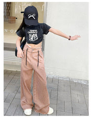 RM150424-22 طقم بناتي صيفي قطعتين ( بلوزة + بنطلون)