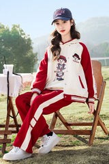 RM090424-3 بدلة سبورت قطني بناتي 3 قطع ( بلوزة + جكيت + بنطلون )