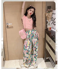 RM150424-12 طقم صيفي بناتي قطعتين ( بلوزة + بنطلون )