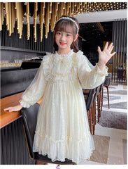 RM1231-05 فستان بناتي ناعم مزين باللولو لأعياد الميلاد والحفلات