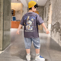 FU14042024-53 طقم ولادي قطعتين ( بلوزة + بنطلون)