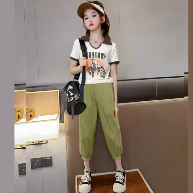 FU14042024-25 طقم صيفي قطعتين ( بلوزة + بنطلون)