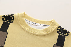 SSX220824-112 طقم ولادي خريفي ربيعي قطعتين ( بلوز قطنية + بنطلون كتان)