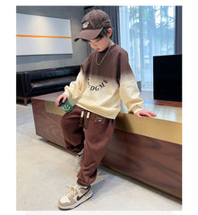 WZH301124-54  ترينج ولادي خريفي شتوي تقيلة قطعتين ( بلوزة + بنطلون)