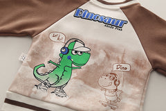 SSX220824-113 ترينج ولادي قطعتين خريفي ربيعي ( جكيت + بنطلون) مع اضاءة للديناصور