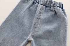 SSN040924-62 طقم بناتي قطن خريفي ربيعي 3 قطع ( جكيت + بلوزة + بنطلون جينز )