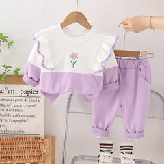 SSN040924-37  SSX220824-115 طقم بناتي قطن 100% ربيعي خريفي قطعتين ( بلوزة + بنطلون )