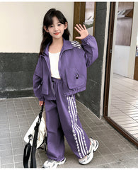 WZH191124-13 سبورت ستان قطعتين ( جكيت + بنطلون) مزينة بالدانتيل