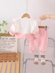 SSN040924-37  SSX220824-115 طقم بناتي قطن 100% ربيعي خريفي قطعتين ( بلوزة + بنطلون )