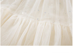 RM1231-04 فستان بناتي اوف وايت مزين باللؤلؤ و والدانتيل المطرز واللميع