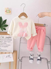 SSN040924-64 طقم بناتي ميكي قطن دافي خريفي ربيعي قطعتين ( بلوزة + بنطلون)