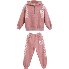 RM090424-6 بدلة رياضية تريننج قطن بناتي قطعتين ( بلوزة + بنطلون) رسومات بارزة خامة ممتازة