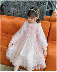 RM1231-05 فستان بناتي ناعم مزين باللولو لأعياد الميلاد والحفلات