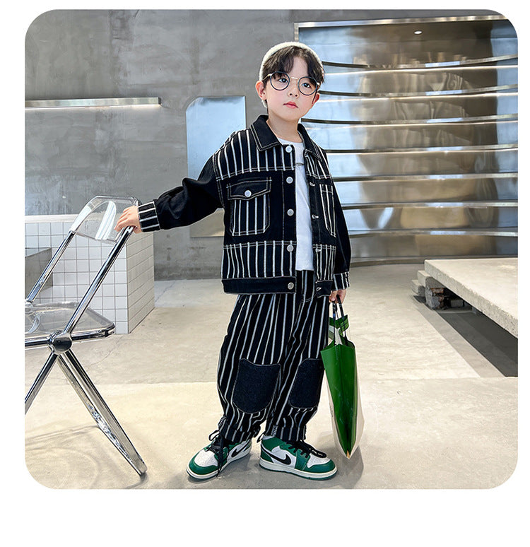 RM1227-16 طقم جينز ولادي قطعتين ( جكيت + بنطلون )