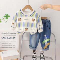 RM0608-20 طقم ولادي قطعتين ( بلوزة قطنية + بنطلون جينز )