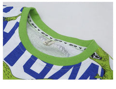 FU14042024-44 طقم ولادي صيفي ( بلوزة قطنية + بنطلون جينز + حزام وسط)