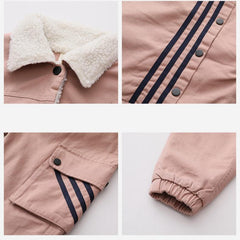 HBC040924-2 طقم بناتي شتوي مبطن فرو بالكامل قطعتين ( جكيت + بنطلون )