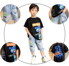 FU14042024-27 طقم ولادي قطعتين ( بلوزة + شورت)