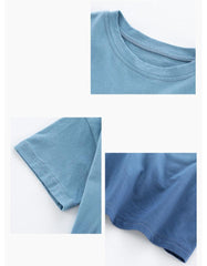 WZS040924-9 طقم ولادي صيفي قطني قطعتين (بلوزة + بنطلون)