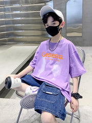 FU14042024-66 طقم ولادي صيفي قعطتين ( بلوز + بنطلون جينز)