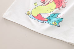 SSN040924-31 طقم بناتي صيفي قطني قطعتين ( بلوزة + بنطلون)