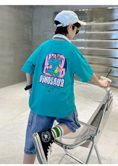 FU14042024-12 طقم ولادي صيفي قطعتين ( بلوزة + بنطلون)