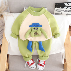 SSX220824-50 طقم شتوي مبطن فرو تقيل بالكامل قطعتين ( بلوزة + بنطلون)