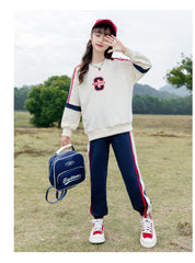 RM090424-10 بدلة قطنية رياضيه قطعتين ( بلوزة + بنطلون )