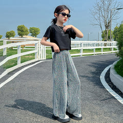 RM150424-36 طقم بناتي صيفي قطعتين ( بلوزة + بنطلون)