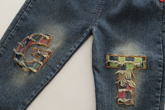 SSX220824-159 طقم 3 قطع ( بلوزة + جكيت + بنطلون جينز ) خريفي ربيعي