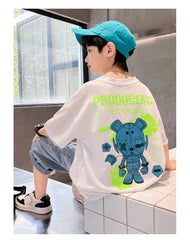 FU14042024-52 طقم ولادي صيفي قطعتين ( بلوزة + بنطلون)