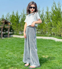 RM150424-36 طقم بناتي صيفي قطعتين ( بلوزة + بنطلون)