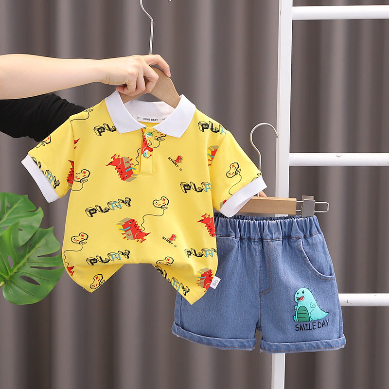 SSX220824-7 طقم صيفي قطعتين ( بلوزة + شورت )