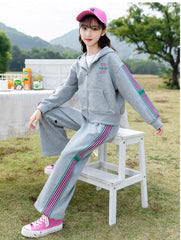 RM090424-7 طقم رياضي قطني بناتي قطعتين ( جكيت + بنطلون)