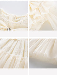 RM1231-03 فستان بناتي مزين بالبرق والشيفون مع ببيونة ستان