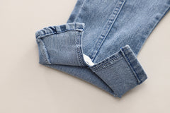 SSN040924-60 طقم بناتي خريفي ربيعي قطعتين ( بلوزة + بنطلون جينز)