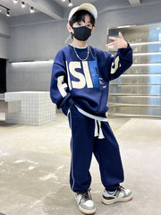 WZ261124-15 ترينج ولادي قطن خريفي ربيعي قطعتين ( بلوزة + بنطلون) خامة ممتازة