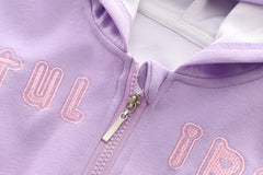 SSN040924-53 طقم بناتي قطن تقيل خريفي ربيعي قطعتين ( جكيت + بنطلون)