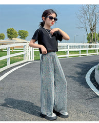 RM150424-36 طقم بناتي صيفي قطعتين ( بلوزة + بنطلون)